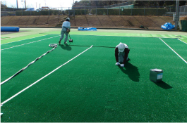 鳥取県米子市、東山公園テニスコート(全11面)の人工芝（全天候型）張替
